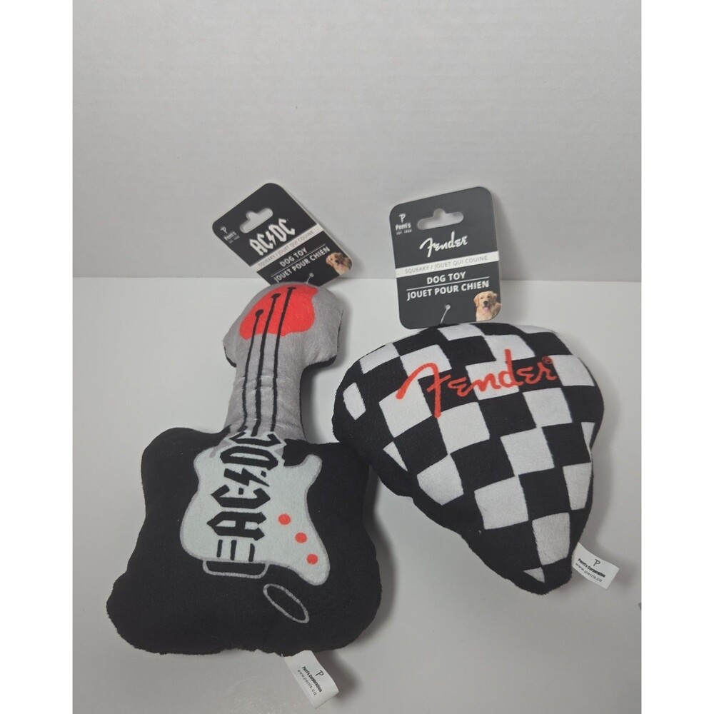 AC/DC and Fender dog toys
